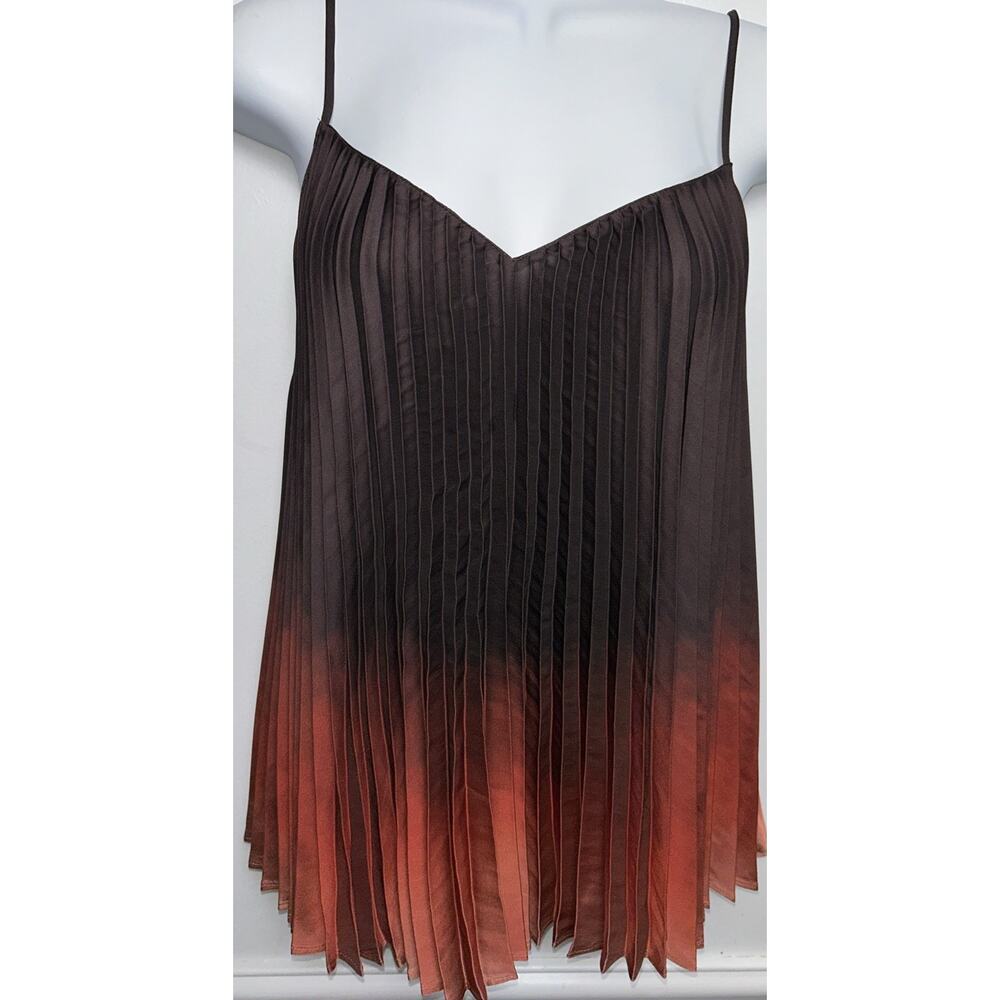 Banana Republic Top Women L Adjustable Thin Straps Pleats V-Neck Satin Ombré